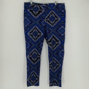 Chico's Women's Ocean‎ Diamond Pant Size Extra Large Blue Green Skinny Smooth